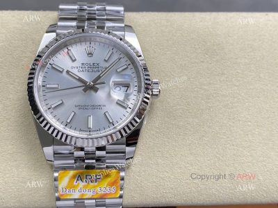 ARF Rolex Datejust Dandong 3235 Movement 36mm 72h White Face SS Jubilee Band Watch